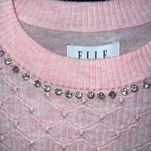 Pink Luxury Vintage Blouse w/ Rhinestone Neck​​​​​​​​